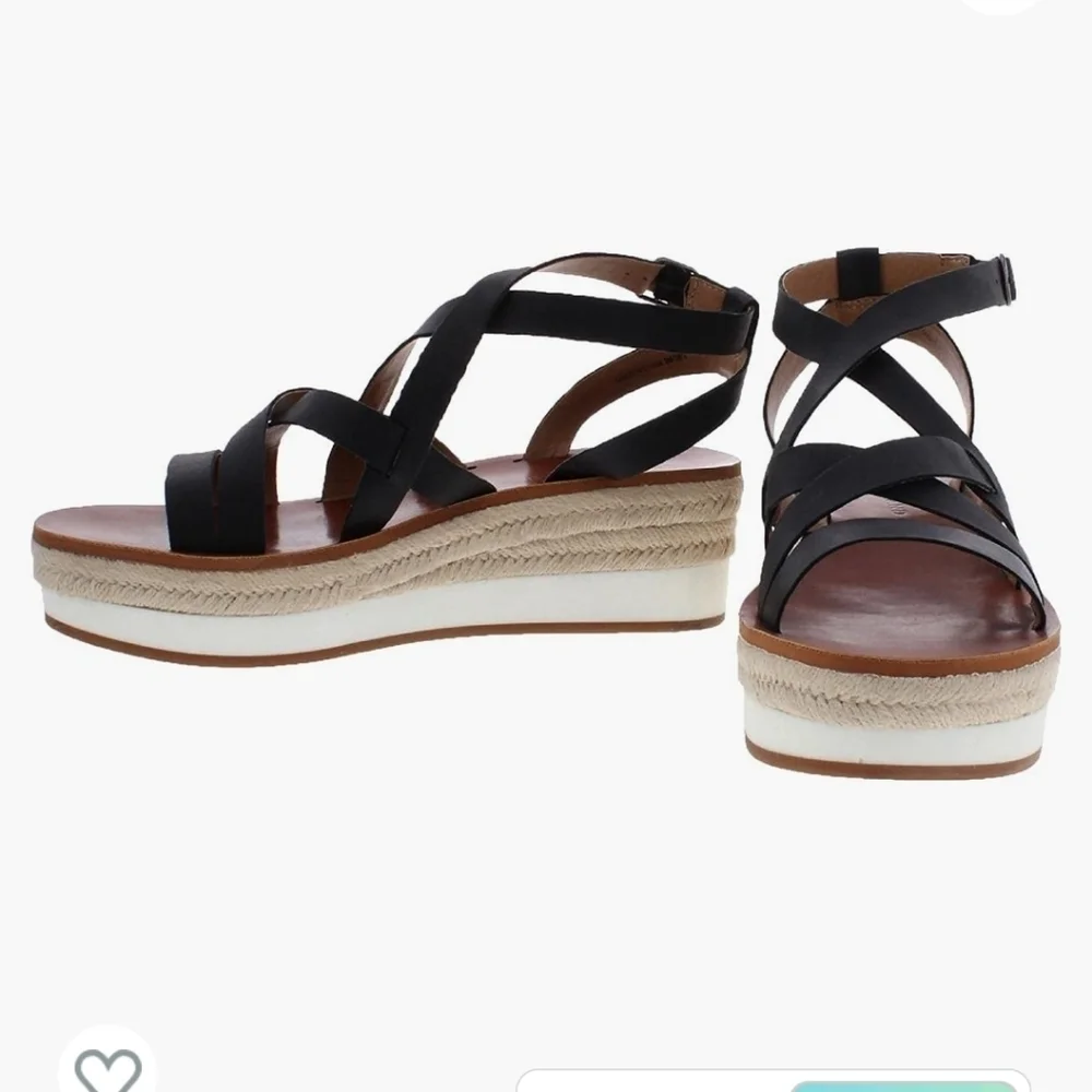 🍀Lucky Brand Women's Jasmei Leather Strappy Espadrille Wedge Sandals Size 11